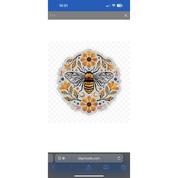 Big Moods Flowers And Bee Clear Sticker - Picture 5 of 5